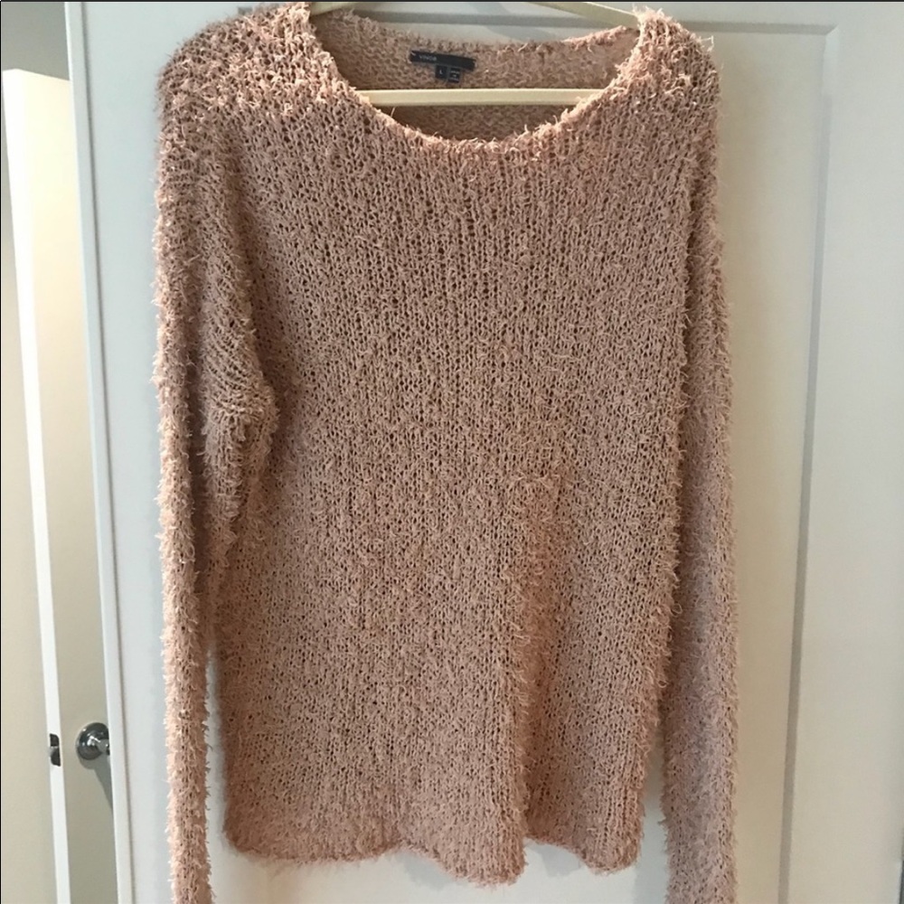 Vince Blush Nude Shag Sweater teddy bear